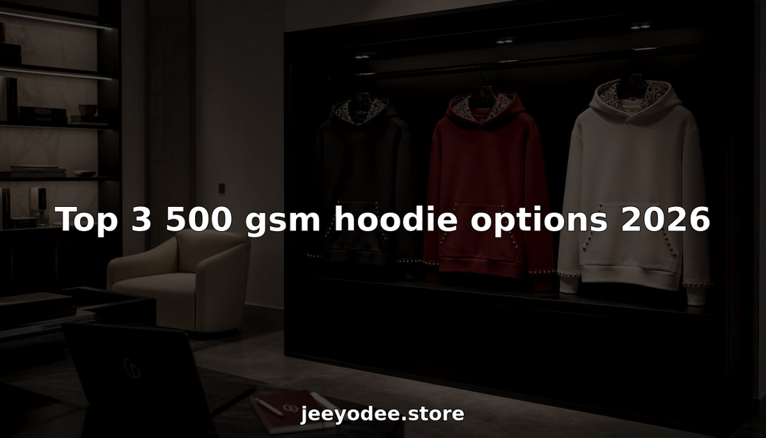 Luxury display of heavyweight hoodies in showroom