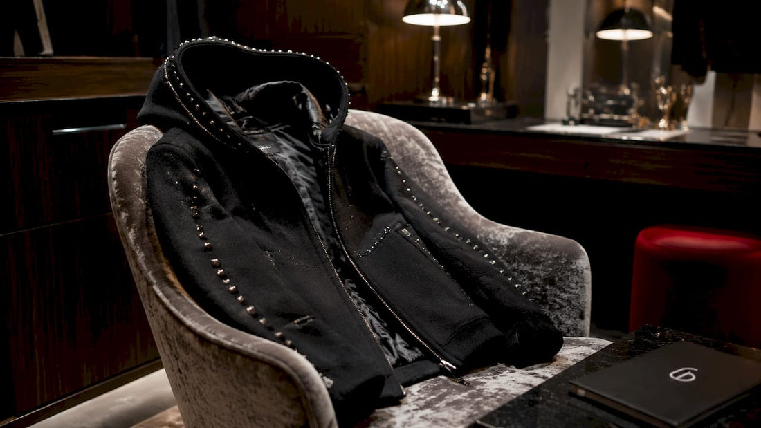 Close-up luxury Italian tailored jacket hanging