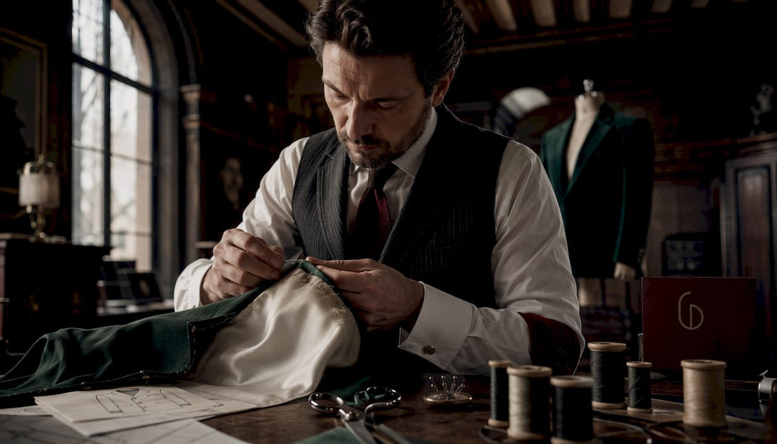 Artisan sewing luxury bespoke jacket