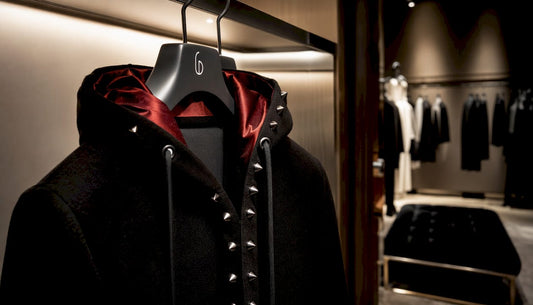 Luxurious tailored jacket on mannequin in atelier